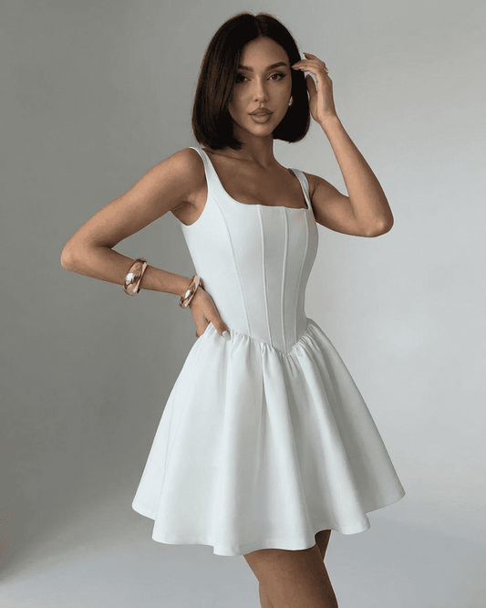 Alba Mini Kjole | Ren Hvid, Struktureret Korset Design 1