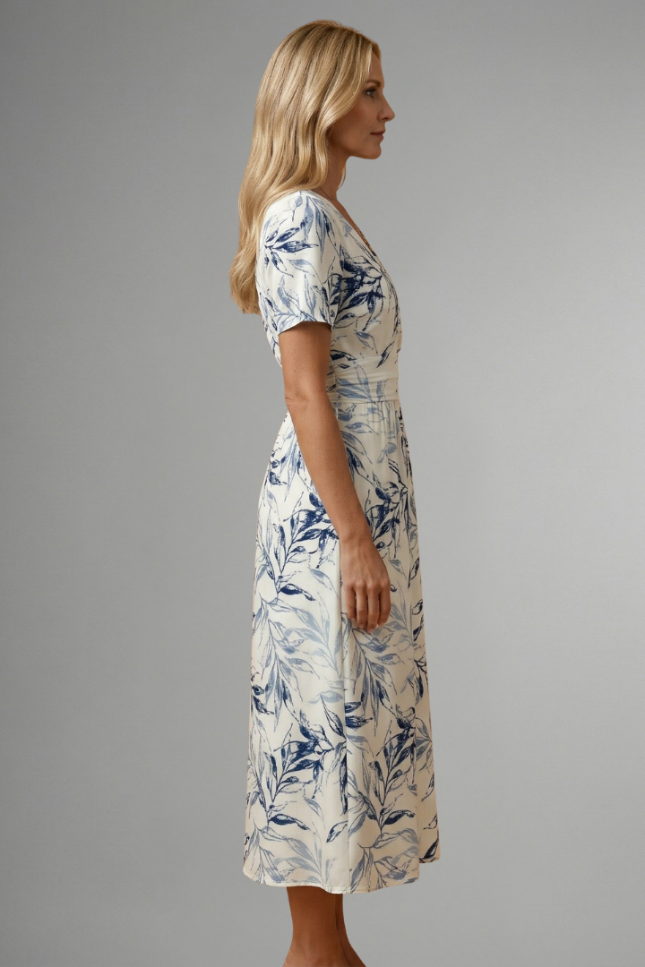 Bella Sommerkjole | Blomstret V-Hals A-Line til Kvinder 4