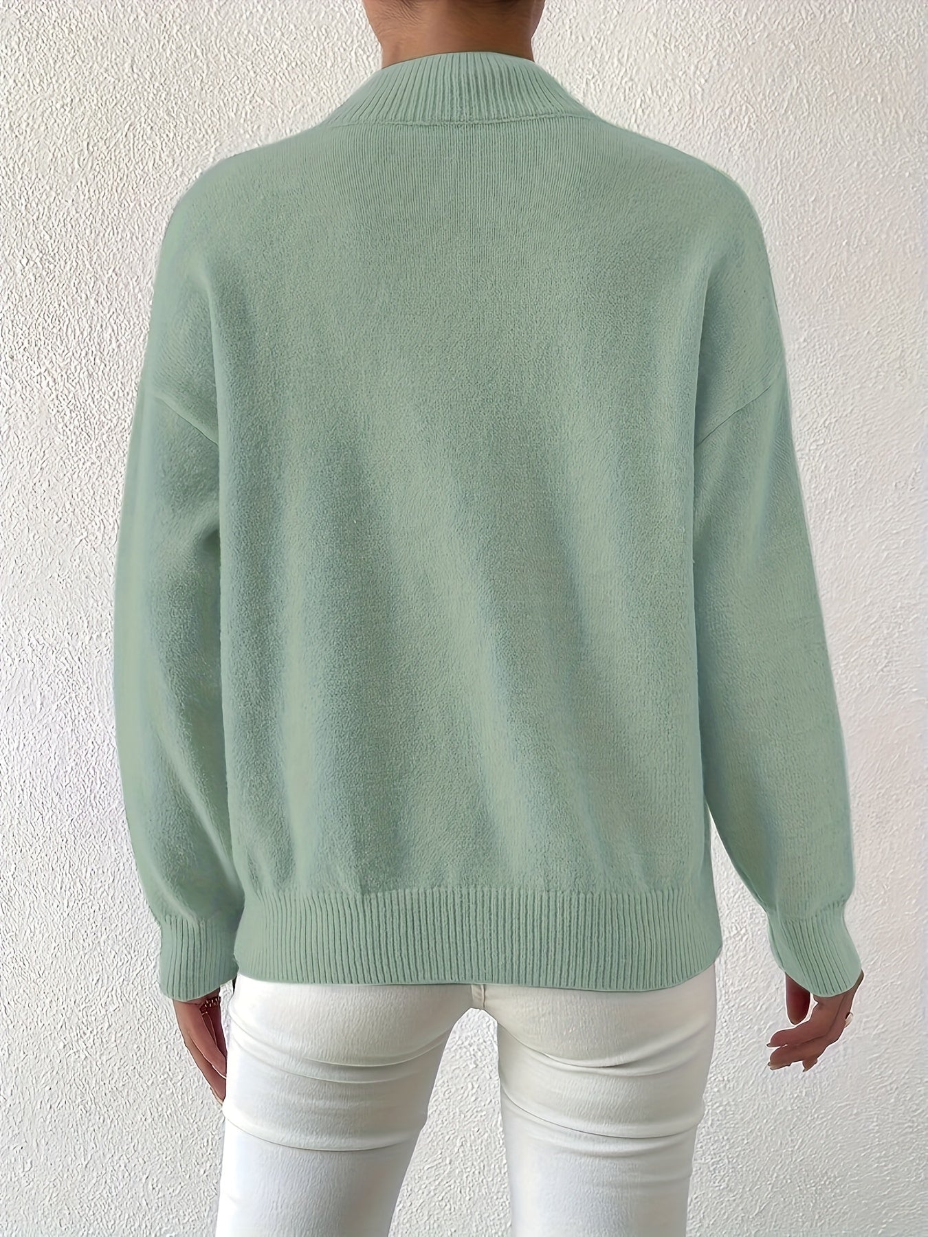 Berta Strikbluse | Funnel Neck, Ribkanter, Løstsiddende Pasform 8