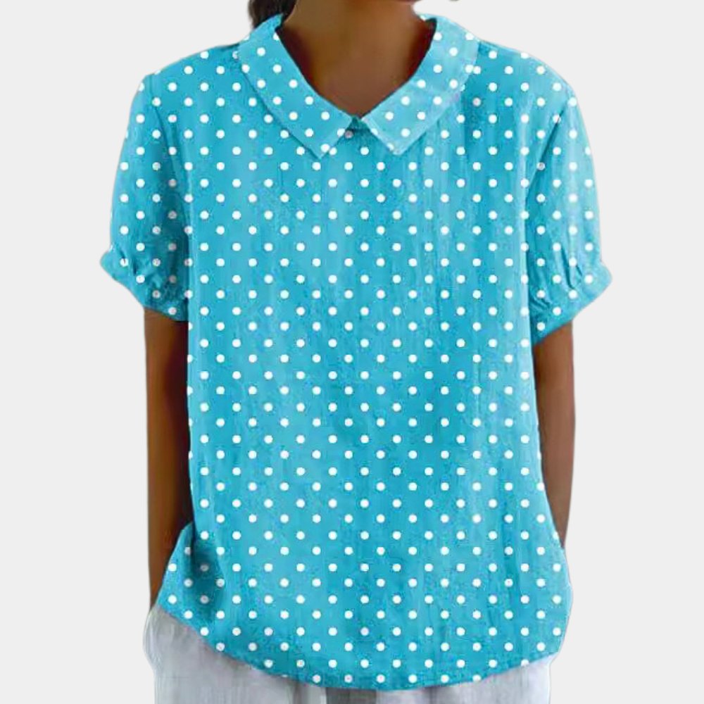 Bruna Bluse | Pastoral Blomsterprint, Rund Hals, Kortærmet 4