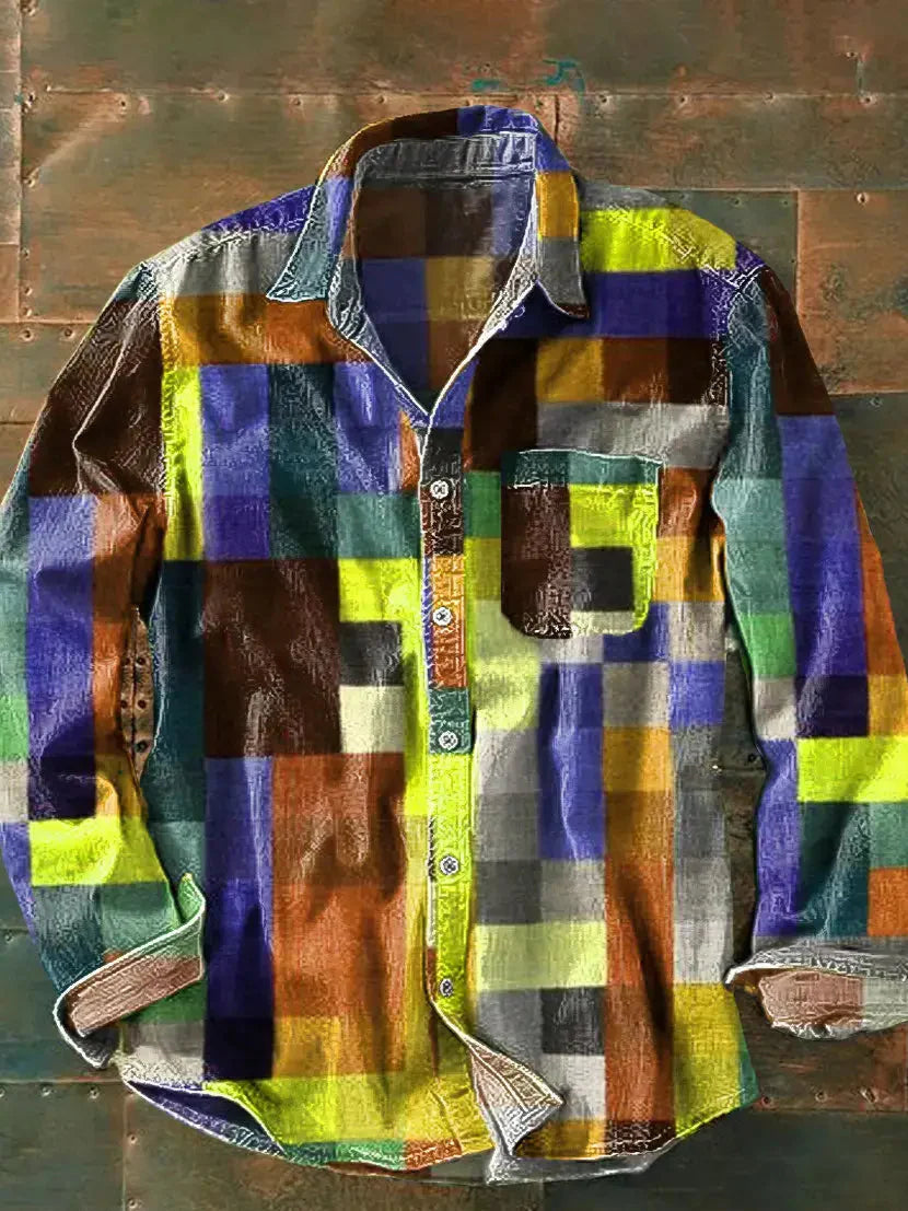 Franz Herre Skjorte | Langærmet, Løs Pasform, Patchwork Design 3