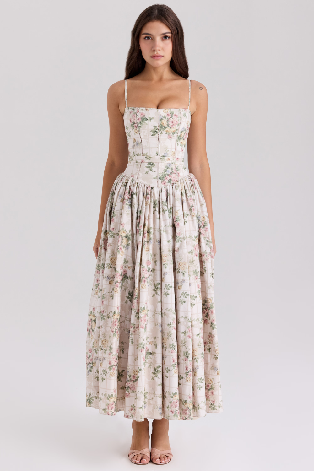 Imogen Maxikjole | Ærmeløs A-line med Blomsterprint 13