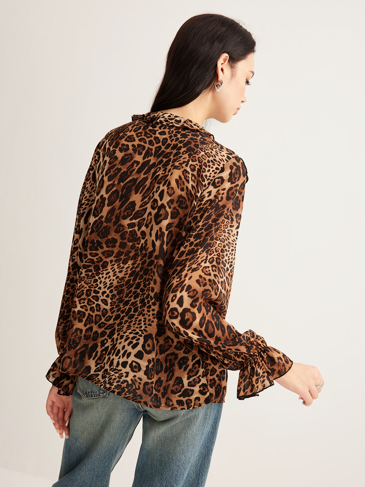 Liora Chiffonbluse | Leopardprint, Flæseudskæring 5
