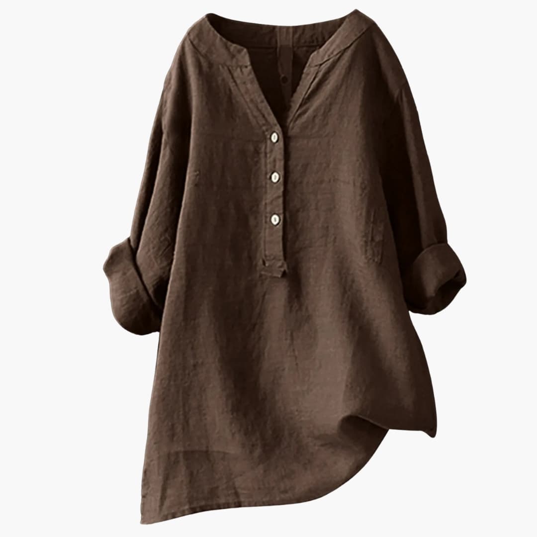 Luna Skjorte Dame | Langærmet, Hi-Low Design, V-Udskæring 5