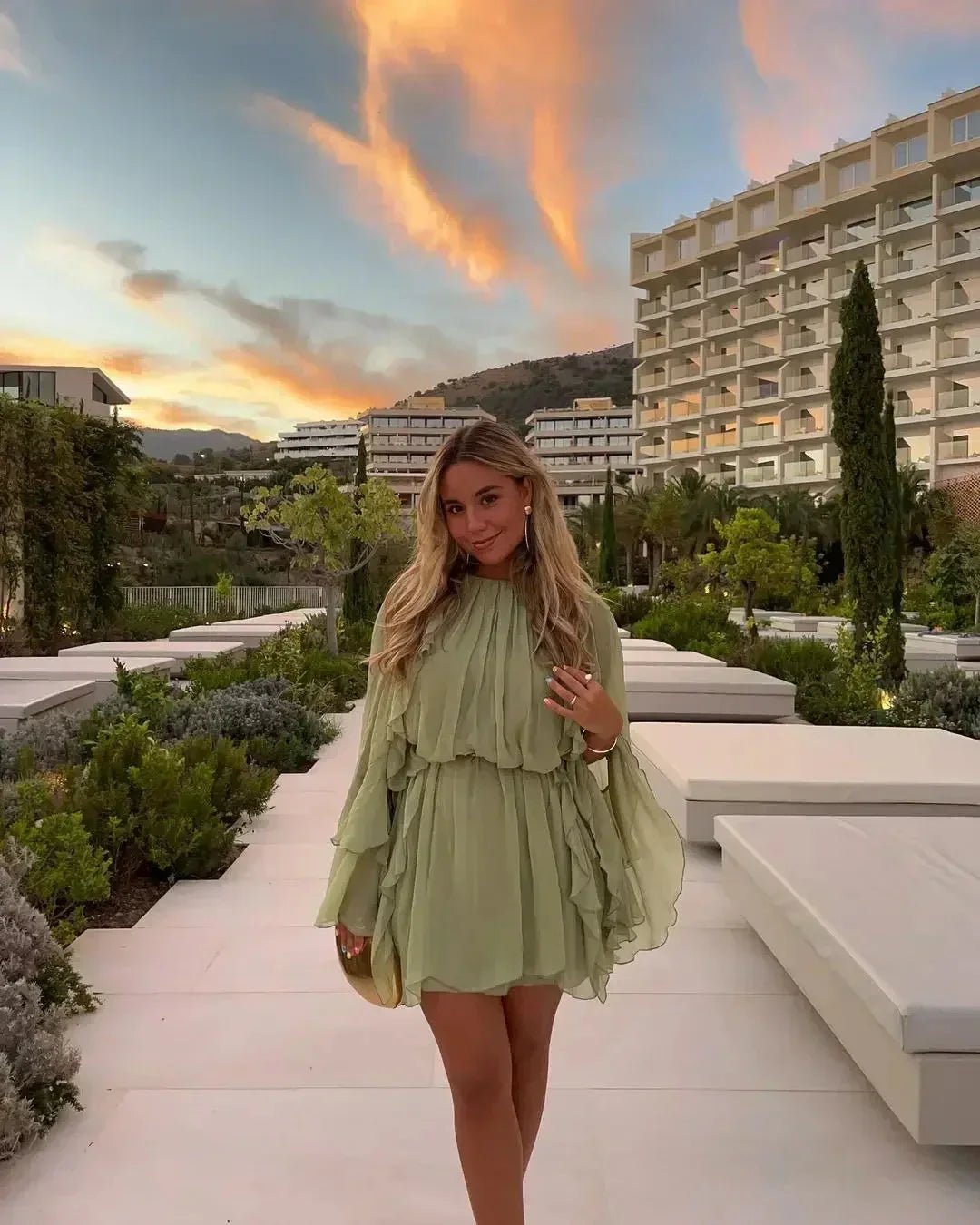 Rina Mini Kjole | Retro, Lange Flæseærmer, Let Polyester 6