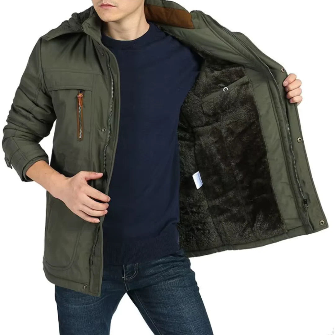 Ulf | Jacket with hood, contrast collar and fur lining