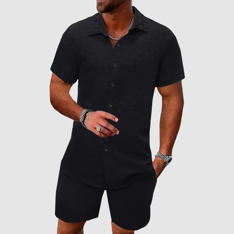 Timo Jacquard Sæt | Kortærmet, Todelt Mænds Sommerlook 3