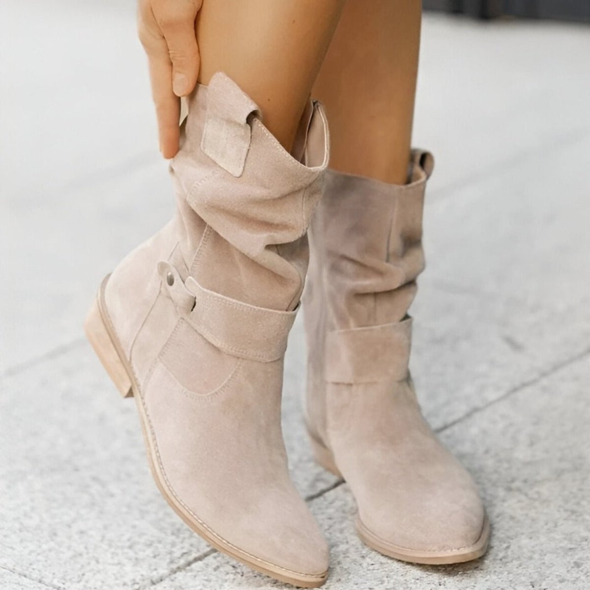 Adele Dame Støvler | Slouchy Design, Blokhæl, Lynlås 6