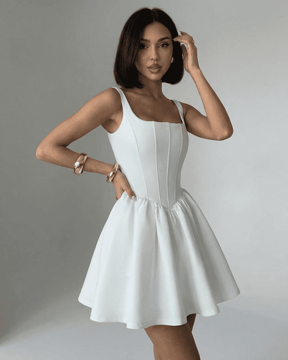 Alba Mini Kjole | Ren Hvid, Struktureret Korset Design 1