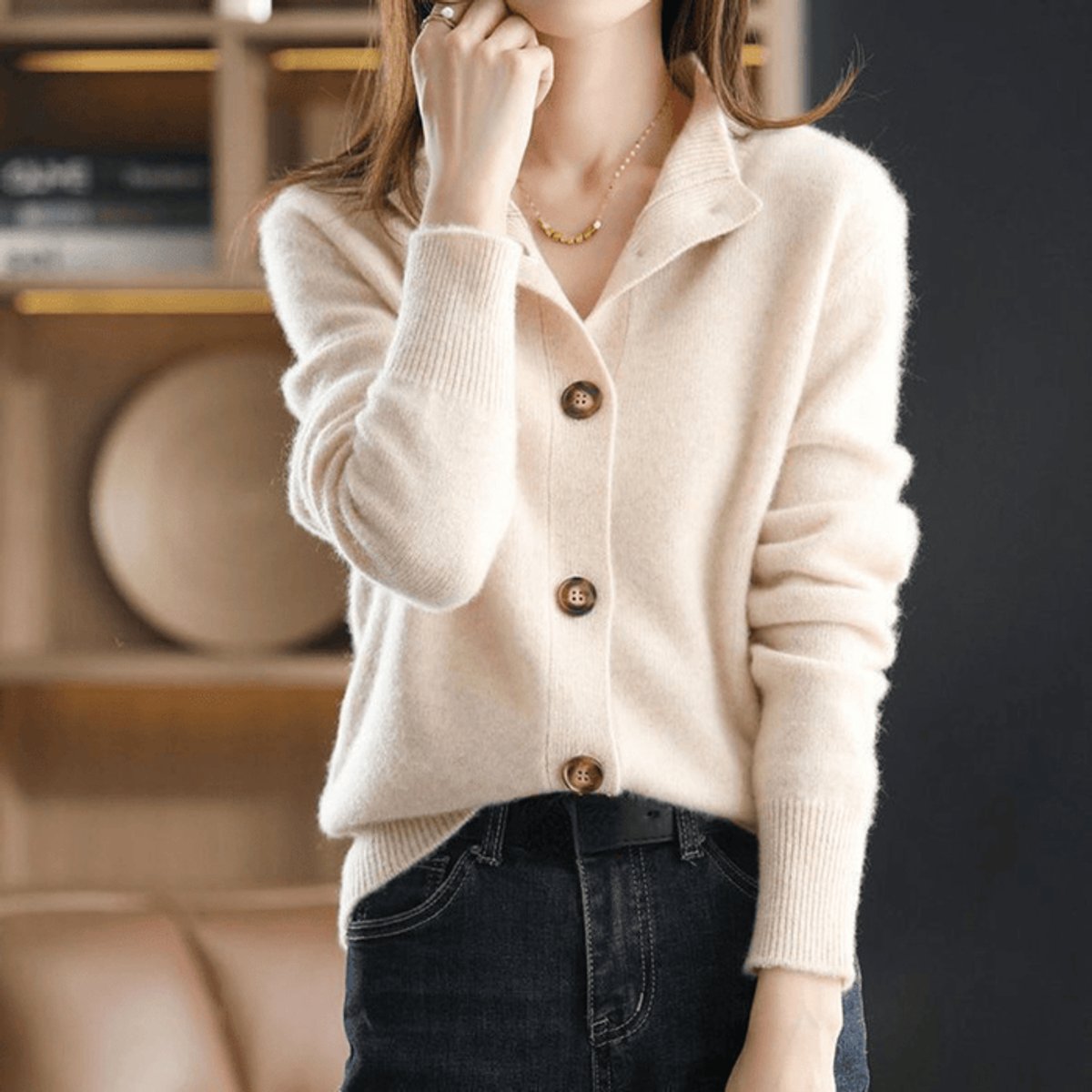 Astrid Cardigan Dame | Blød Cashmere, Klassisk Rund Hals 0