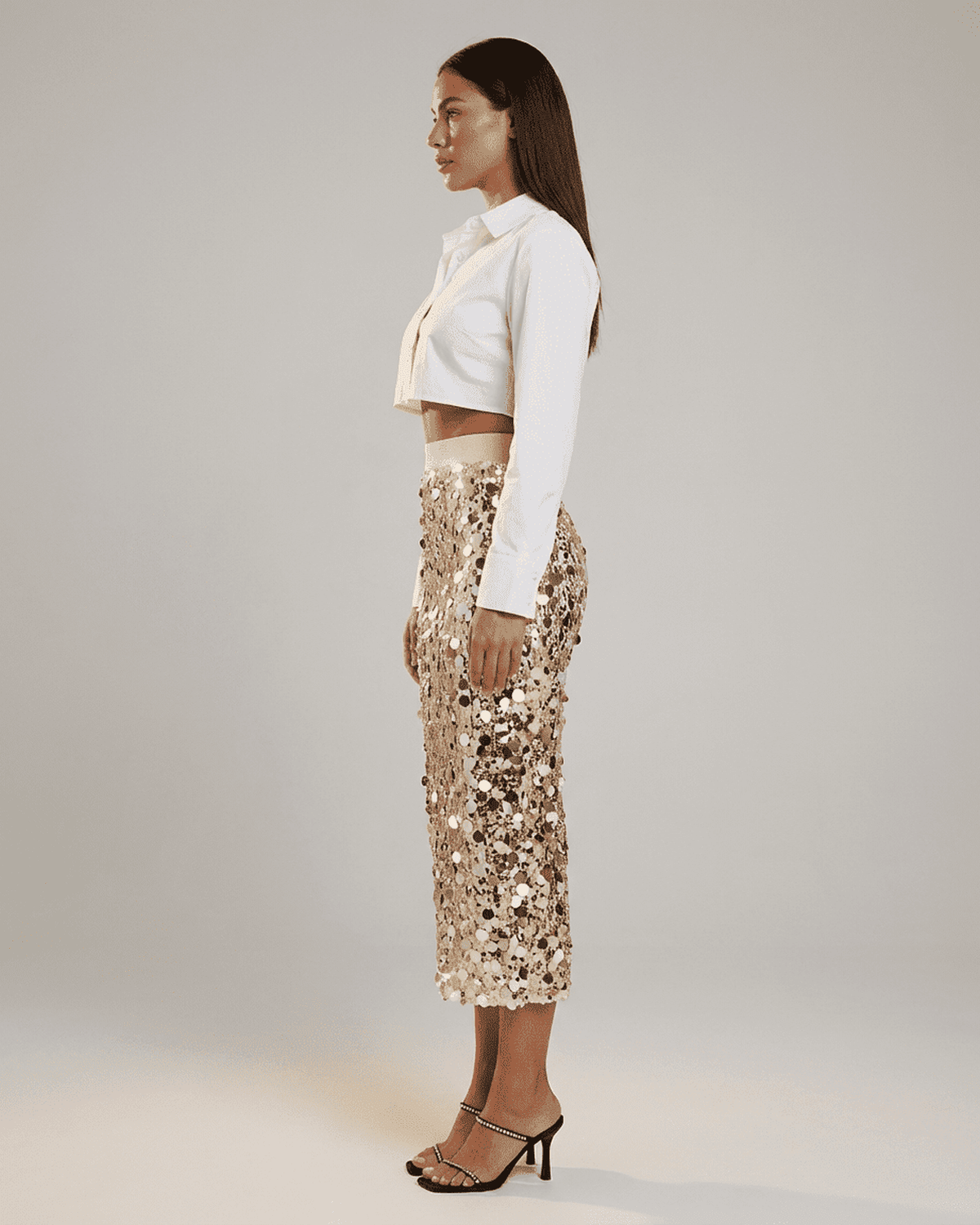 Aureline Midi Nederdel | Paillet, Høj Talje Bodycon 2