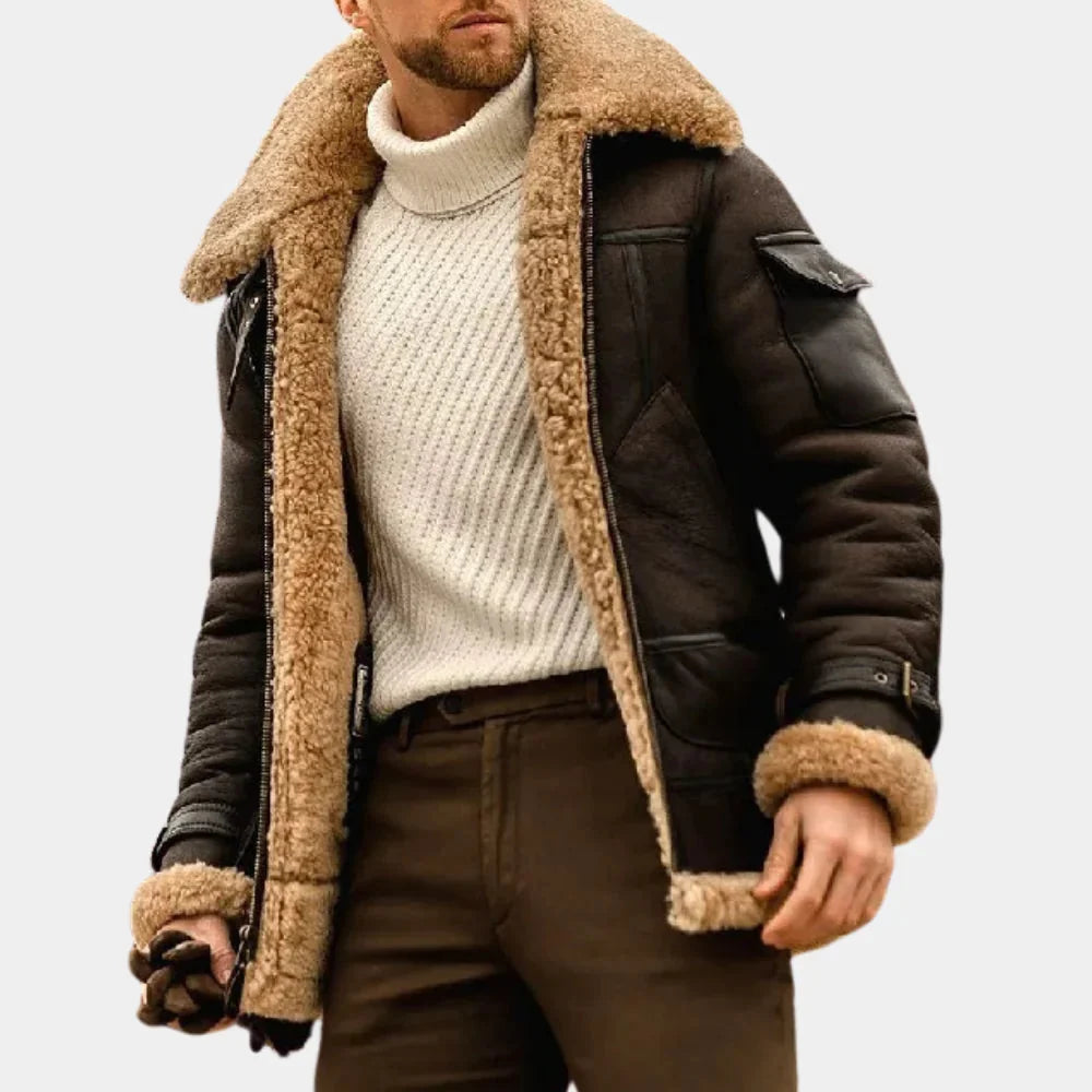 Torkild | Jacket with fur collar, zipper, and fur cuffs