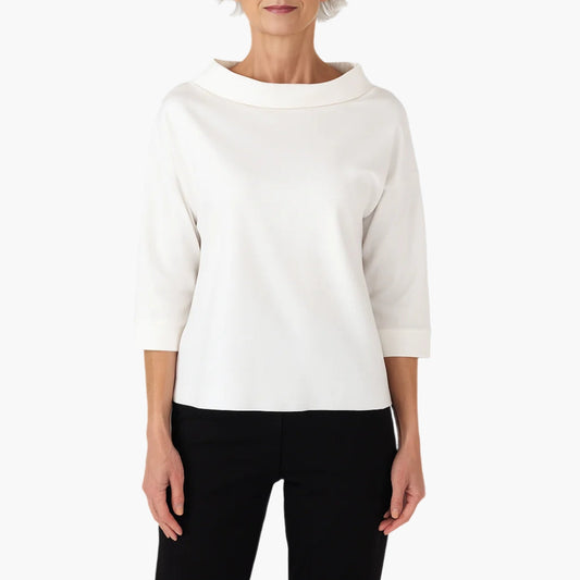 Bela Boat Neck Top | 3/4 Ærmer, Afslappet Pasform 0