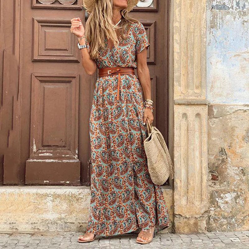 Bella Maxikjole | Boheme Ibiza Style med Taljebælte 0