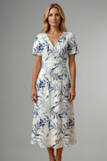 Bella Sommerkjole | Blomstret V-Hals A-Line til Kvinder