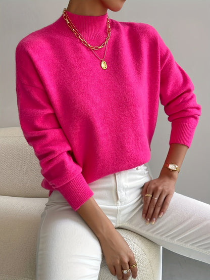 Berta Strikbluse | Funnel Neck, Ribkanter, Løstsiddende Pasform 5
