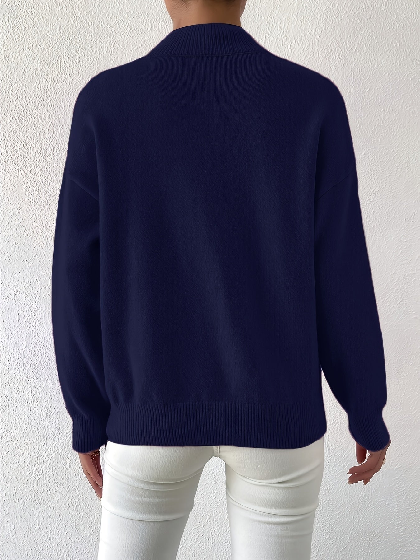 Berta Strikbluse | Funnel Neck, Ribkanter, Løstsiddende Pasform 7