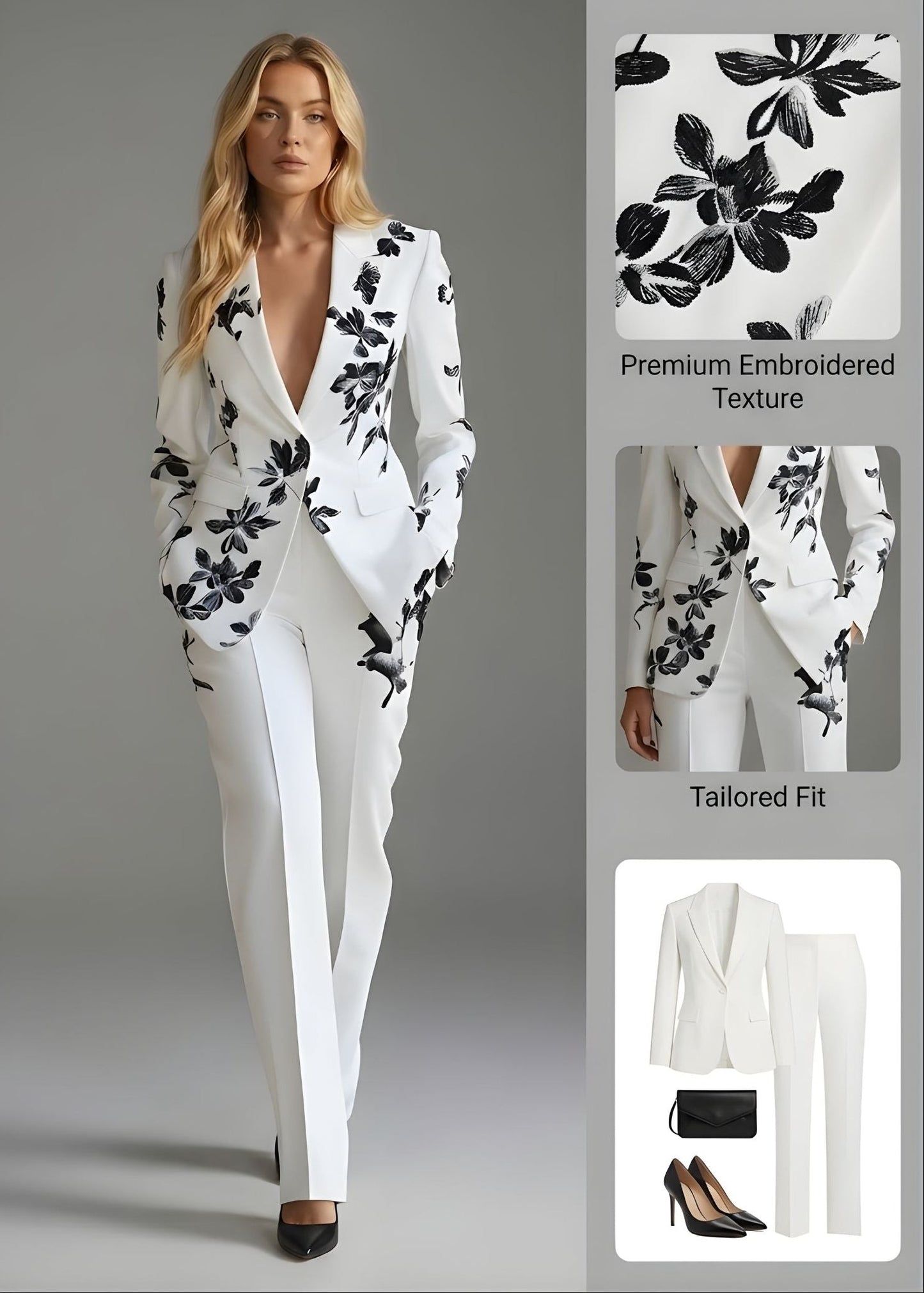 Blythe Bukser og Blazer Sæt | Skræddersyet, Blomstermønster 1