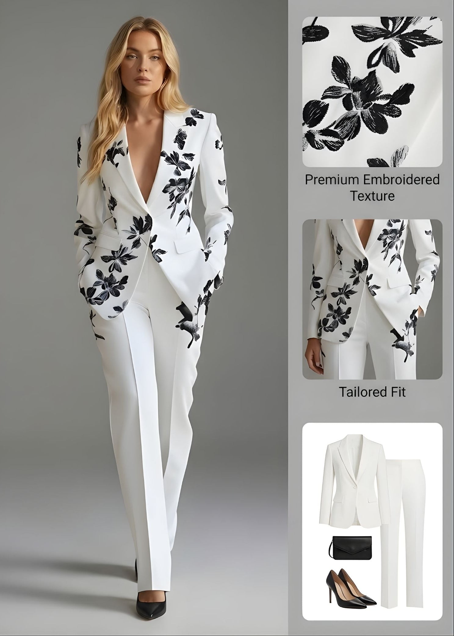 Blythe Bukser og Blazer Sæt | Skræddersyet, Blomstermønster 1