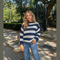 Bodil Striktrøje Dame | Oversized, Stribet Design, Groft Strik