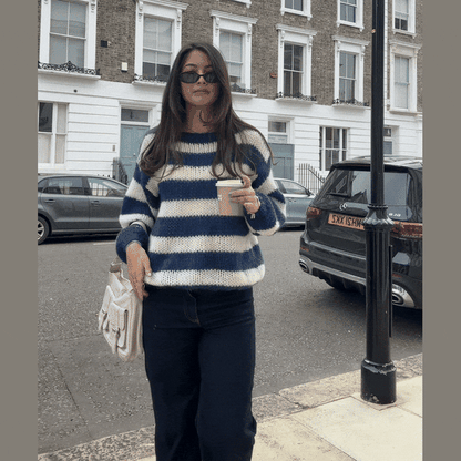 Bodil Striktrøje Dame | Oversized, Stribet Design, Groft Strik 4