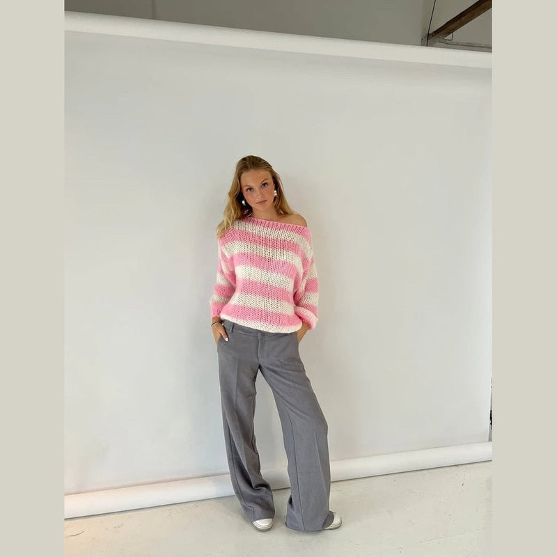 Bodil Striktrøje Dame | Oversized, Stribet Design, Groft Strik 5