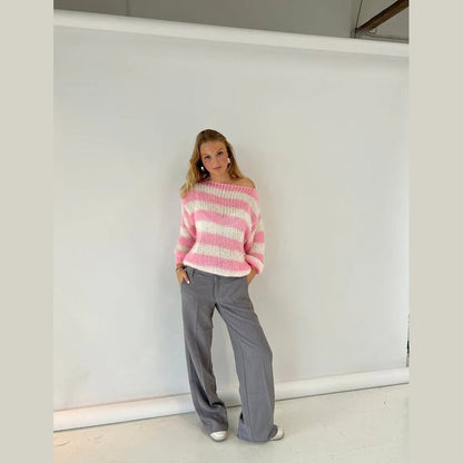 Bodil Striktrøje Dame | Oversized, Stribet Design, Groft Strik 5