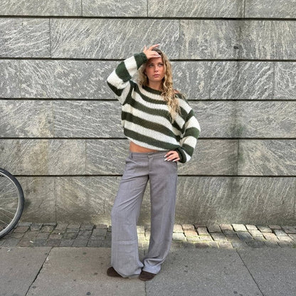Bodil Striktrøje Dame | Oversized, Stribet Design, Groft Strik 9