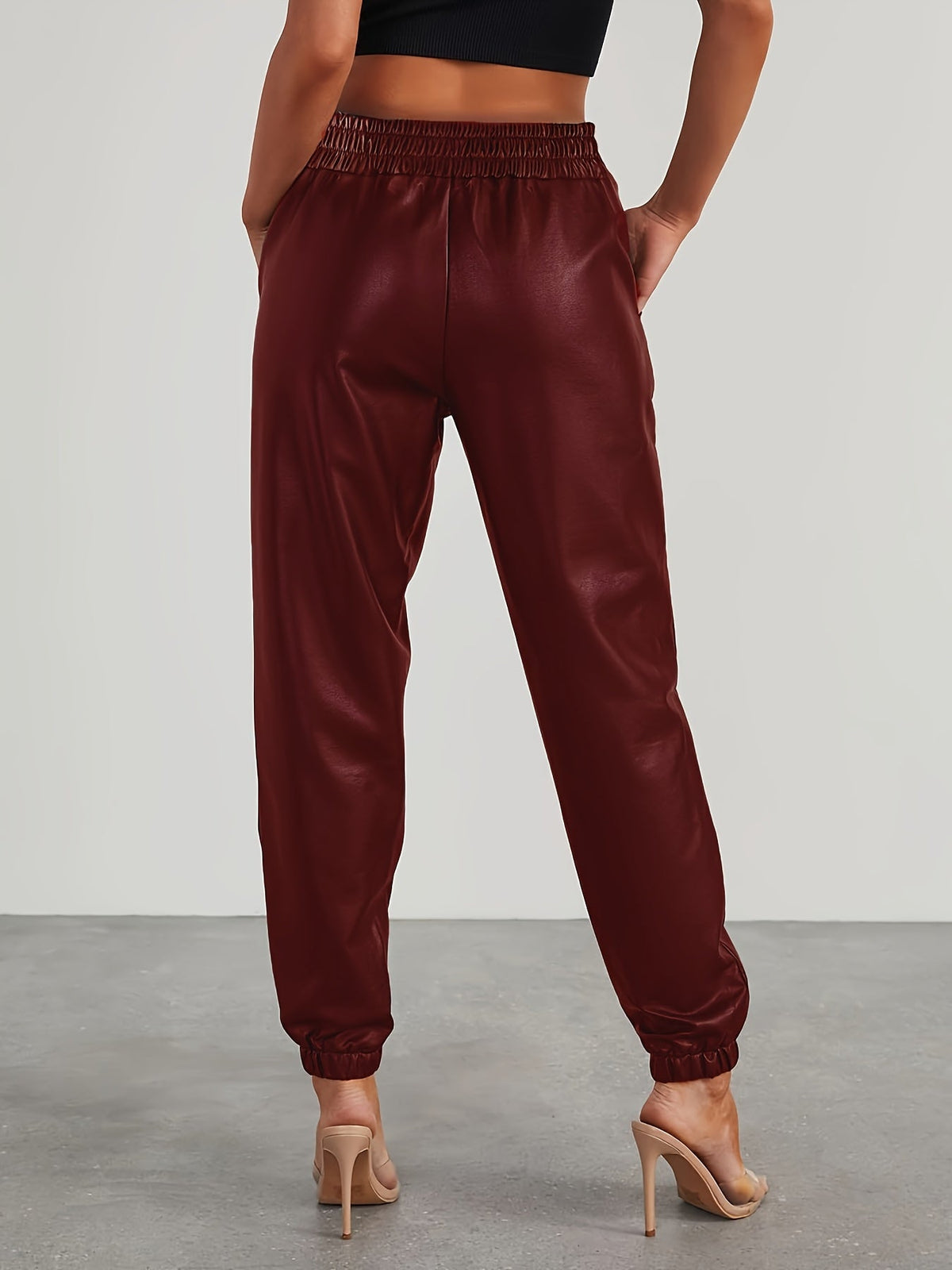 Brix Læderbukser Kvinde | Elastisk Talje, Tapered Pasform 6