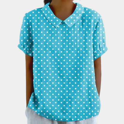 Bruna Bluse | Pastoral Blomsterprint, Rund Hals, Kortærmet 4