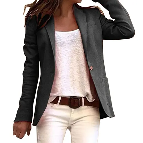 Elvira | Hip-length blazer with lapel collar and single button