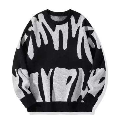 Terkel | Knitted sweater with intarsia pattern and ribbed trims