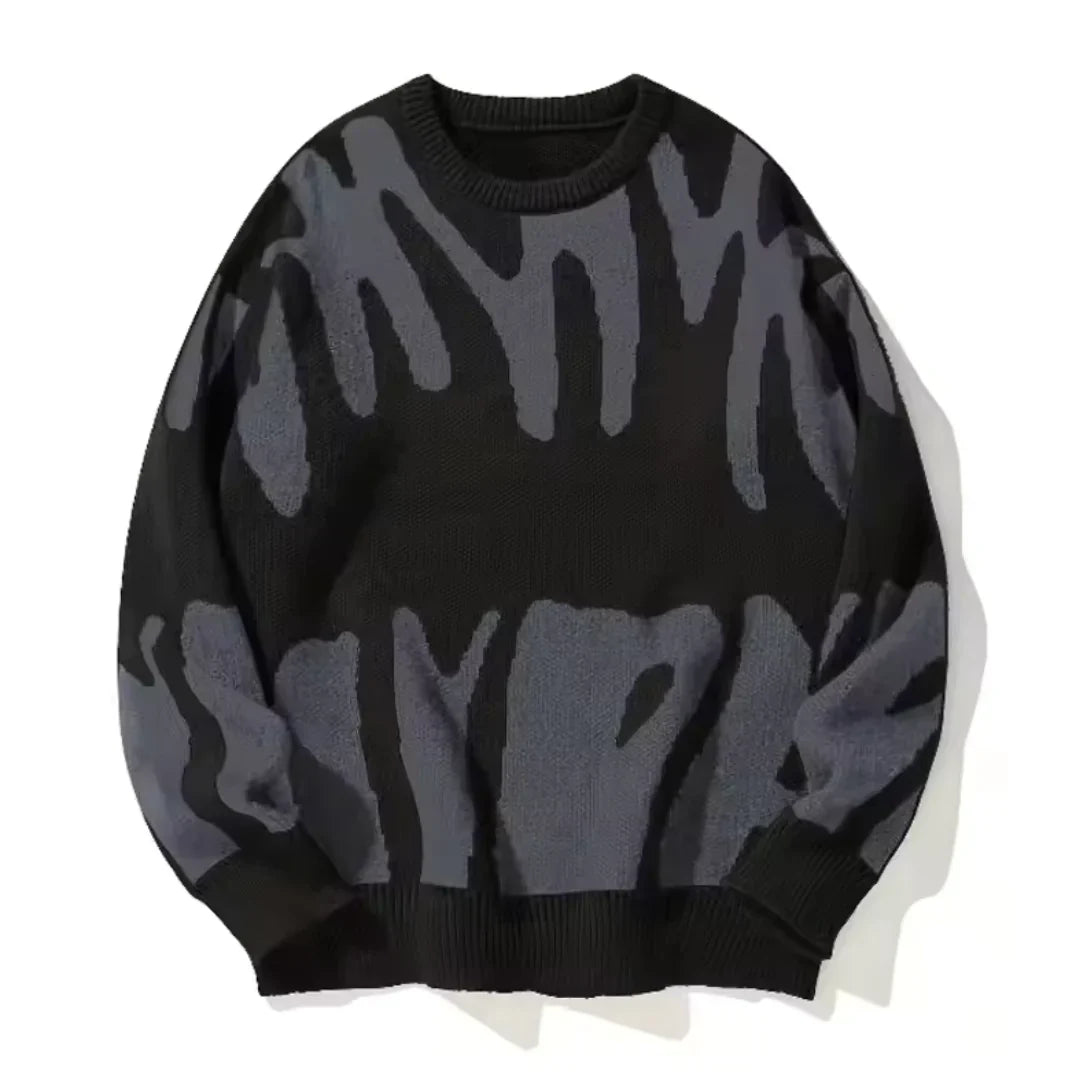 Terkel | Knitted sweater with intarsia pattern and ribbed trims