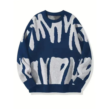 Terkel | Knitted sweater with intarsia pattern and ribbed trims