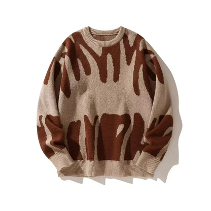 Terkel | Knitted sweater with intarsia pattern and ribbed trims