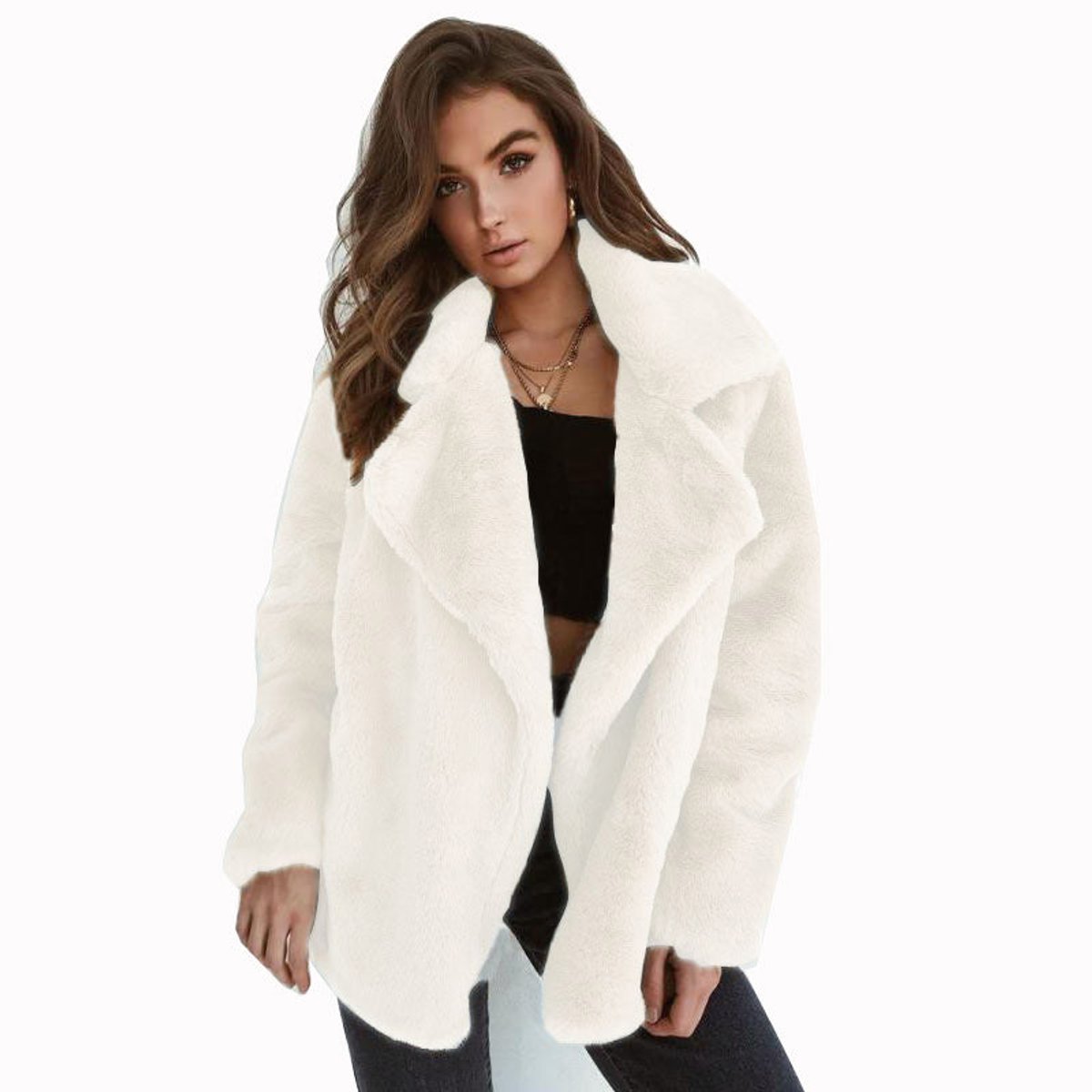 Celia Imiteret Pelsfrakke | Fluffy Oversize Kort Model til Kvinder 10