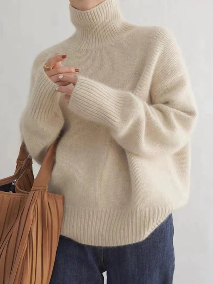 Celine Cashmere Sweater | Classic Roll Neck, Figured Fit 1