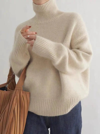 Celine Cashmere Sweater | Classic Roll Neck, Figured Fit 1
