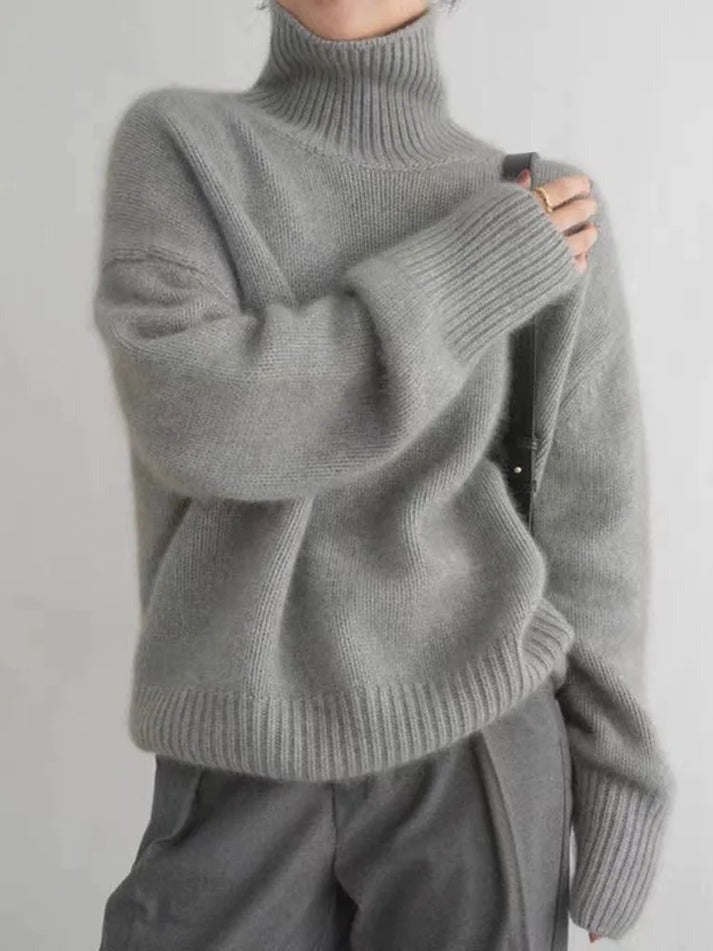 Celine Cashmere Sweater | Classic Roll Neck, Figured Fit 3