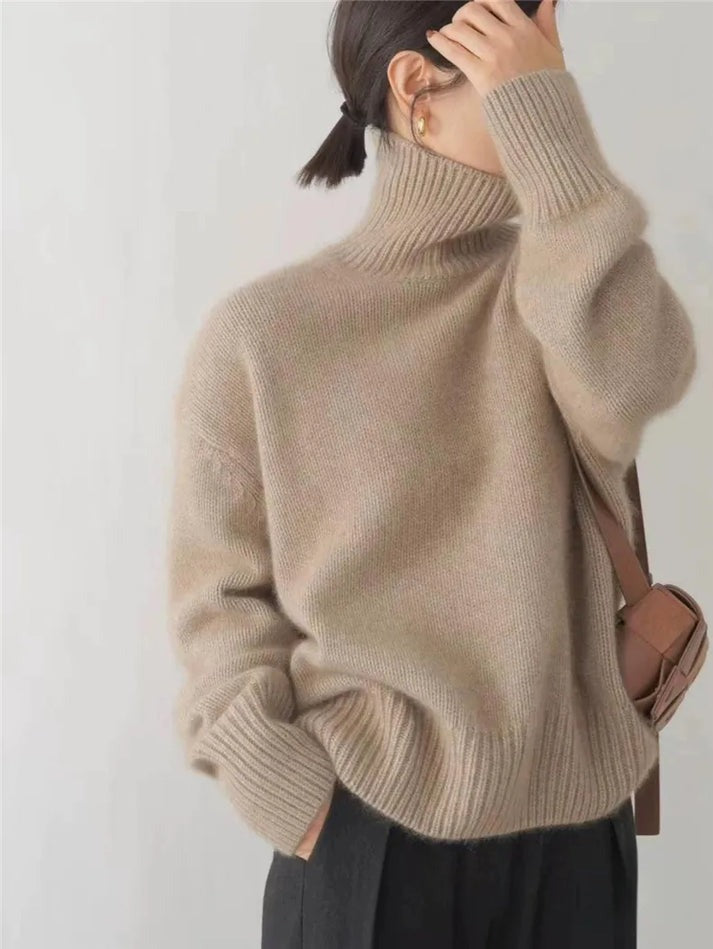 Celine Cashmere Sweater | Classic Roll Neck, Figured Fit 4