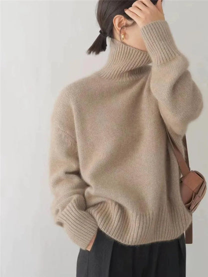 Celine Cashmere Sweater | Classic Roll Neck, Figured Fit 4