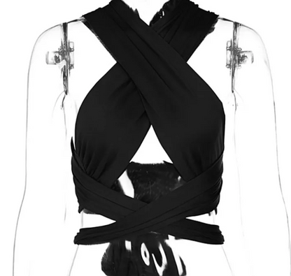 Cira Crop Top | Krydsede Grime, Stretchstof 2
