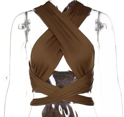 Cira Crop Top | Krydsede Grime, Stretchstof 3