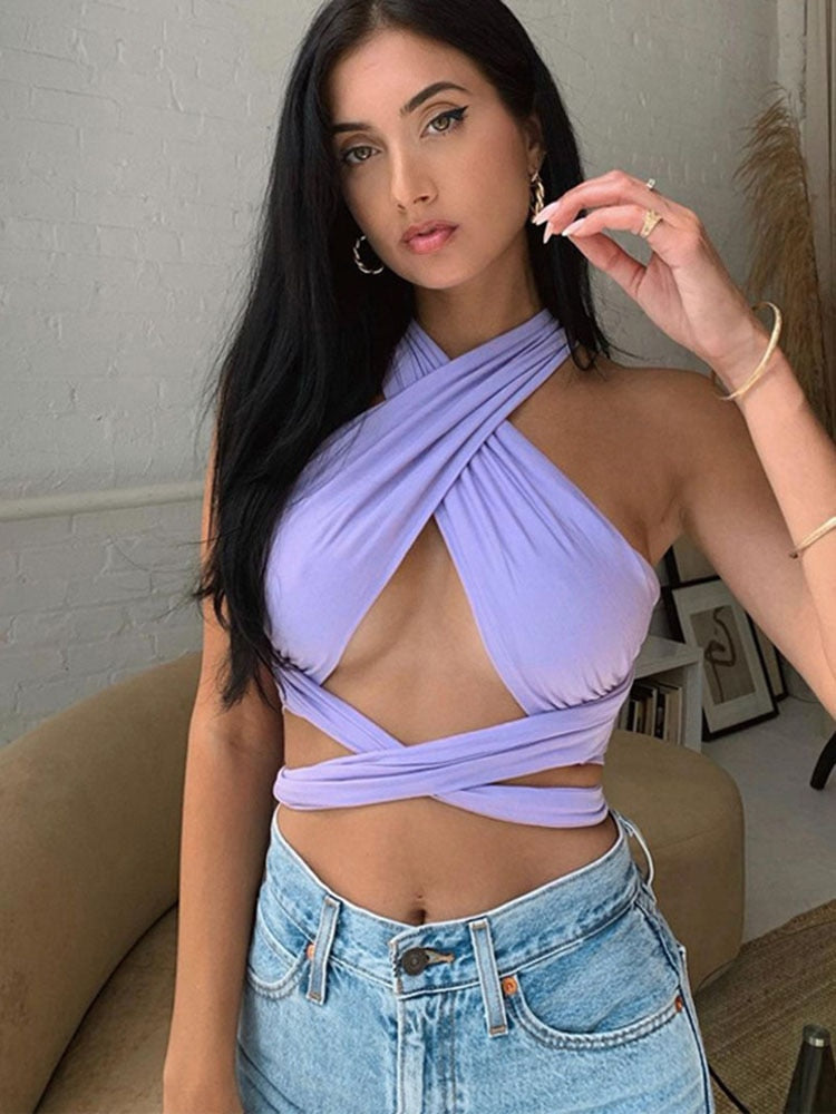 Cira Crop Top | Krydsede Grime, Stretchstof 4