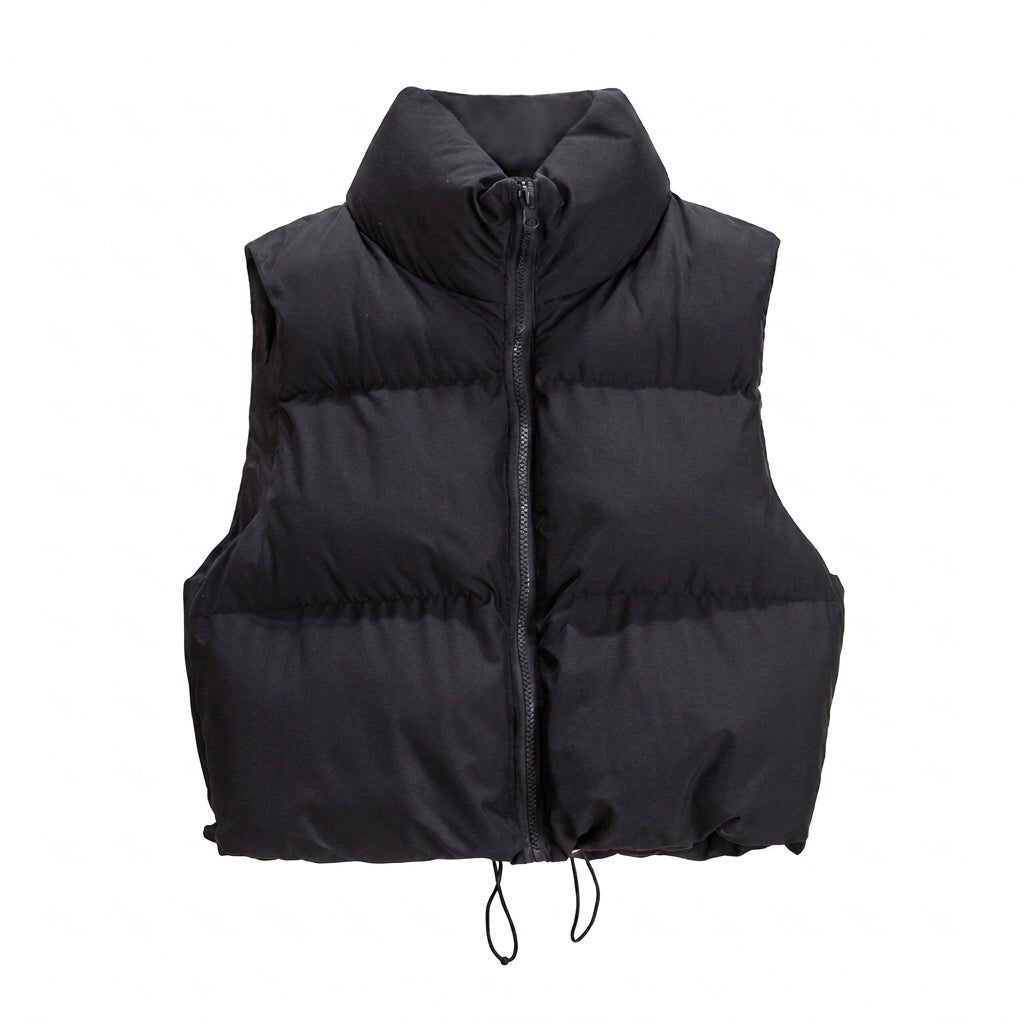 Cira Cropped Puffer Gilet | Standkrave, Quiltet Design 0
