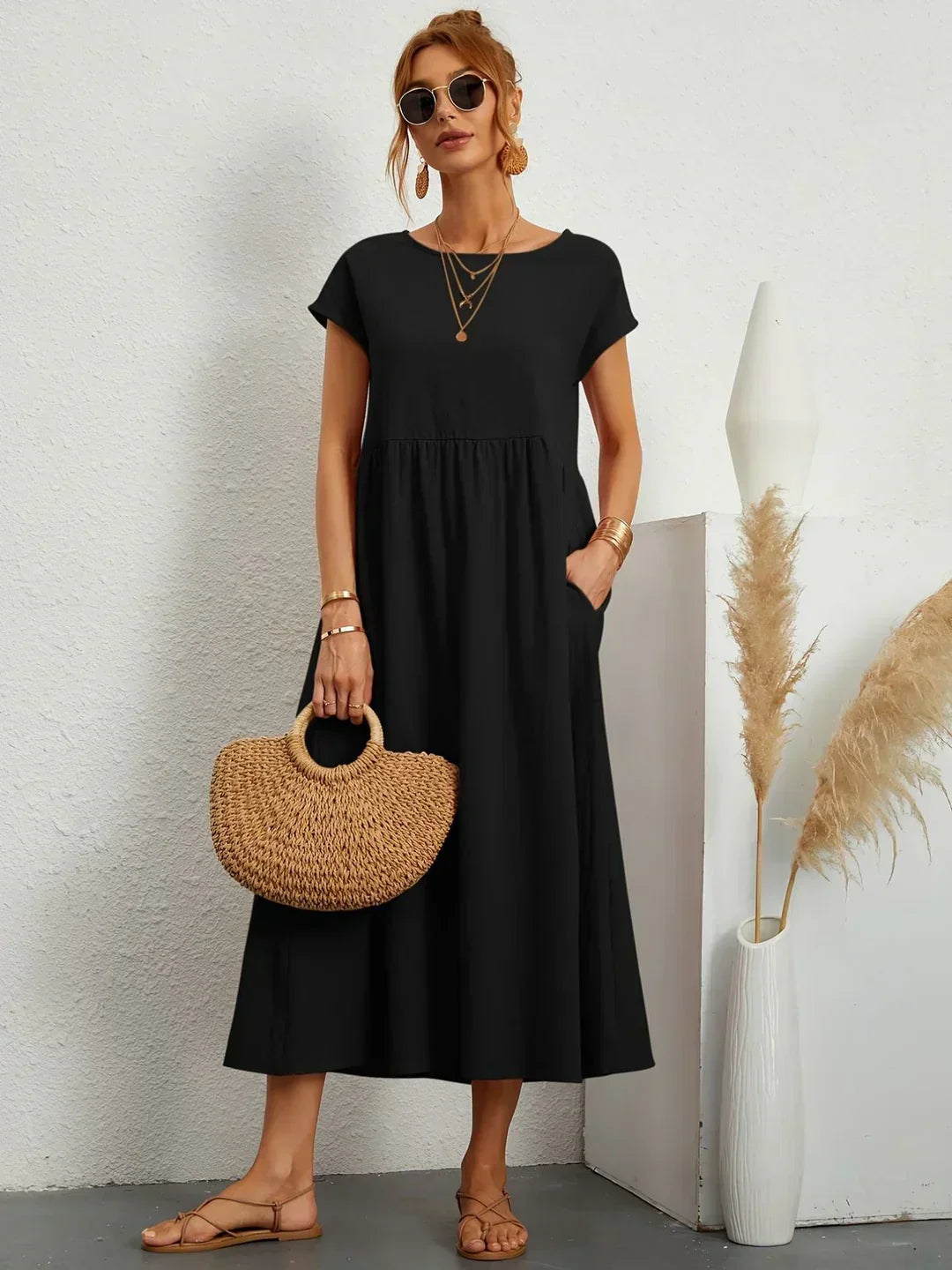 Clara Midikjole | Casual, Blødt Åndbart Stof 0