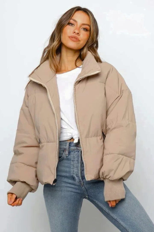 Cleo Cropped Pufferjakke | Quiltet, Letvægts, Varm Vinterjakke Dame 0