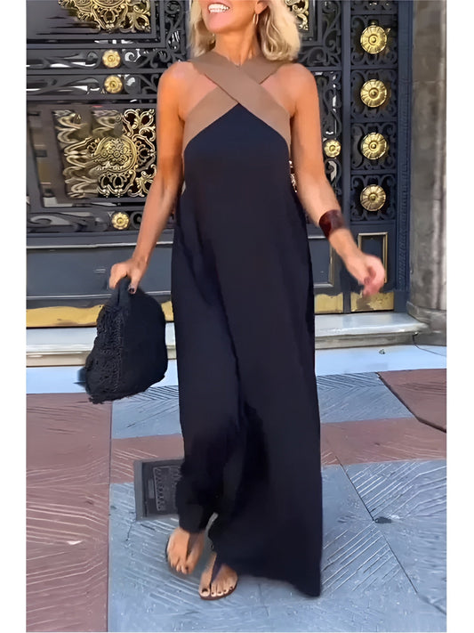 Dalia Maxikjole | Criss-Cross Halter, Let Vævet Design 0