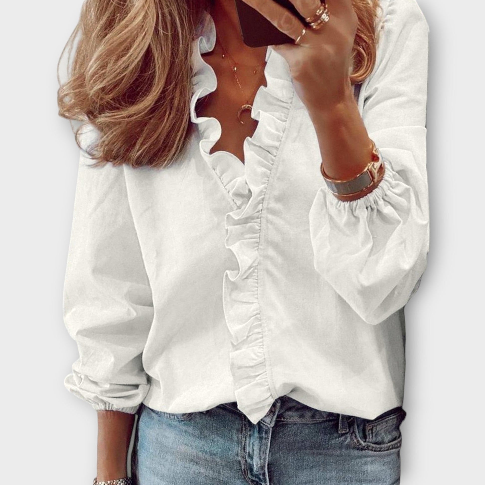 Elara Sommerbluse | Elegant Flæsedetalje 0