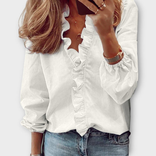 Elara Sommerbluse | Elegant Flæsedetalje 0
